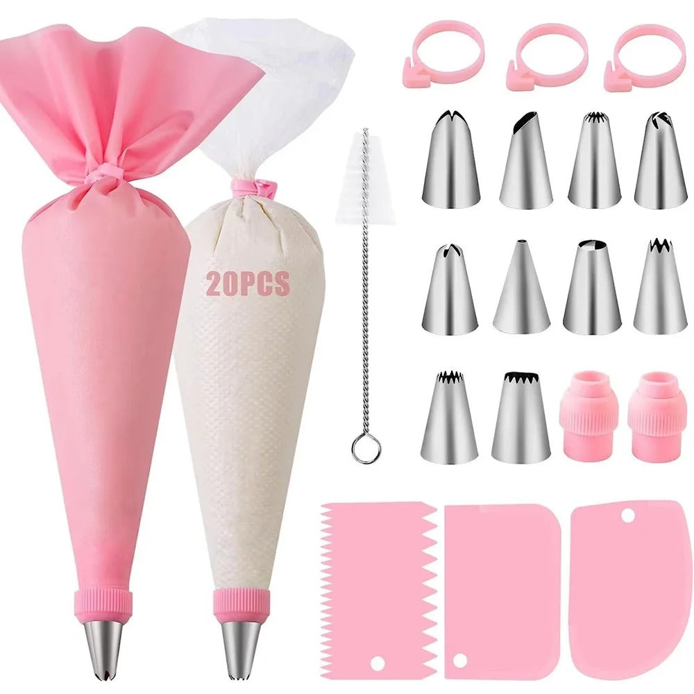 Kit Poches à Douille Avec 5 Grandes Douilles - Set Pâtisserie Professionnel 40cm Pour Décoration Gâteaux